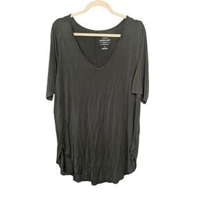 Torrid Super Soft Knits 3/4 Length Sleeve Black V Neck Long TShirt Women Size 2X